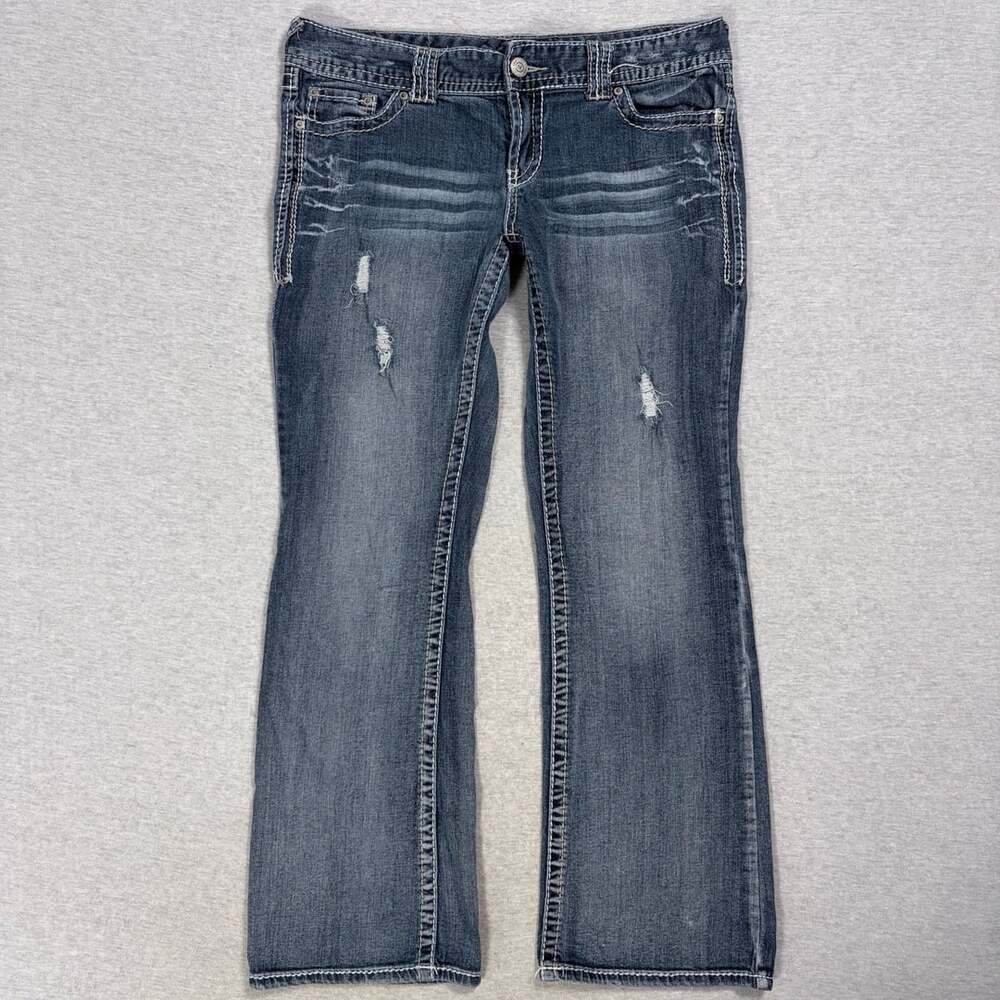 Maurices Bootcut Jeans Size 11/12 Reg Distressed Dark Wash Denim